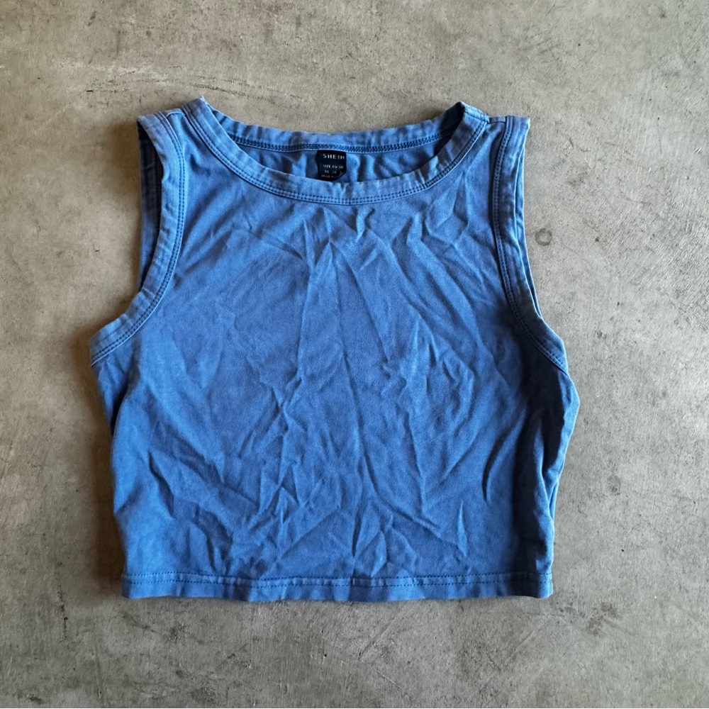 SHEIN Blue Tank Top Crop Top Racerback XS